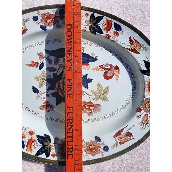 Copeland Spode "Heron" 14.5" Platter Oval Plate Serving Dish Antique Asian Decor - Picture 7 of 10